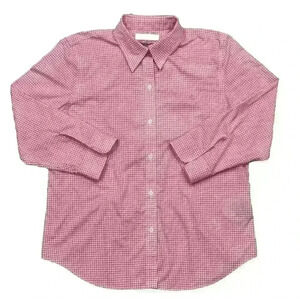 Lauren Ralph Lauren No Iron Pink Check Button Down Blouse Sz M Petite Corpcore